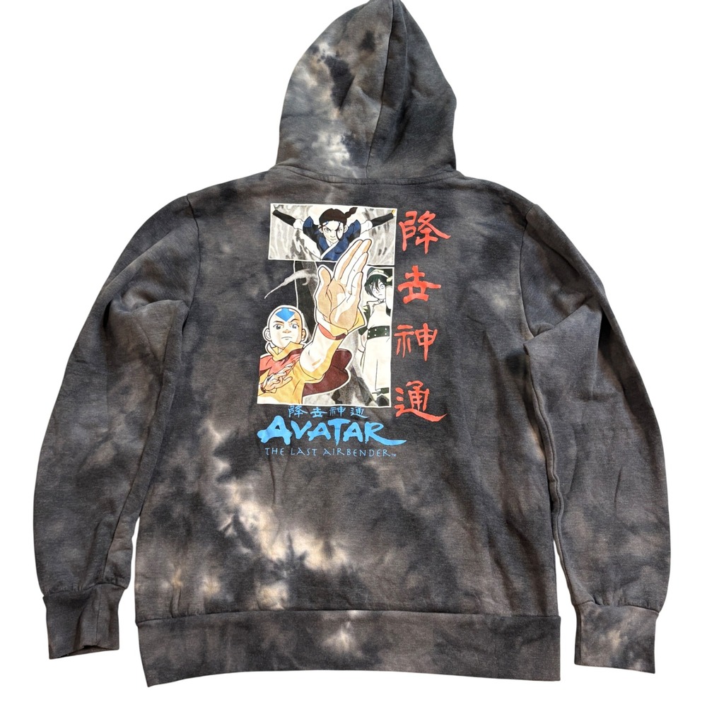 Avatar The Last Airbender Tie Dye Hoodie unisex Medium Grey Graphic Sweatshirt